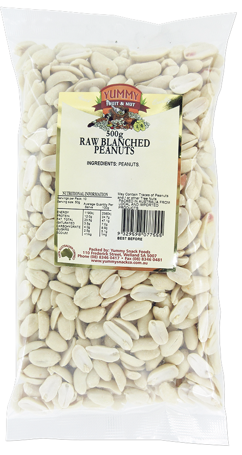 Peanuts Raw Blanched 500g